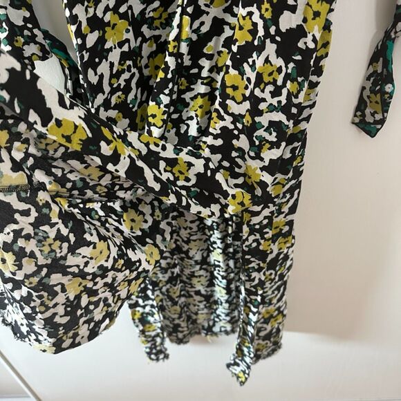 Proenza Schouler Floral Knot Dress Black Yellow Green Side Slits Size 0‎ - Picture 7 of 12
